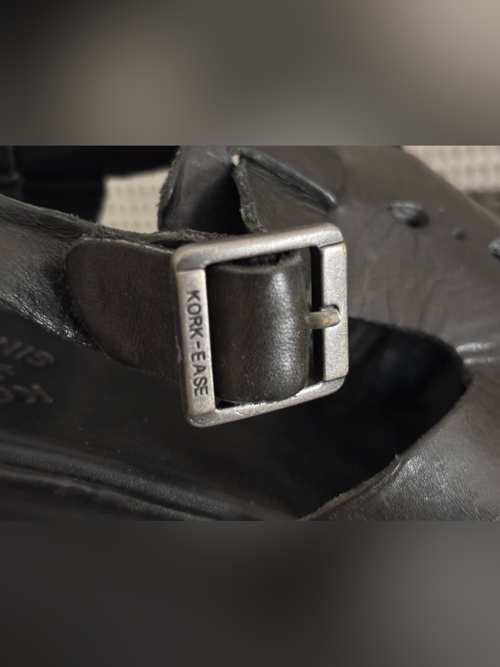 Kork-Ease “Blythe” Black Leather Ankle Strap Wrapped Platform & Heel Clog - Sz 9 - Picture 5 of 12